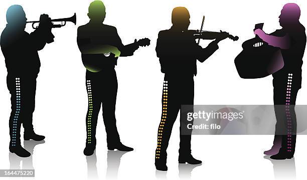 ilustraciones, imágenes clip art, dibujos animados e iconos de stock de banda mariachi - mariachi