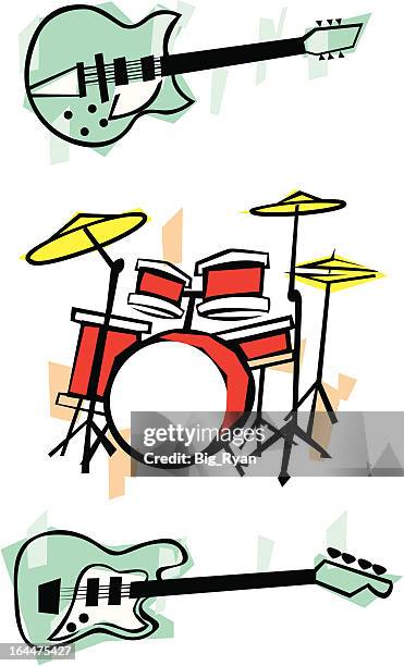 music band modern - drum kit stock illustrations