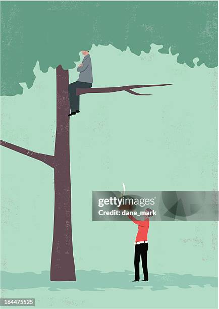 man in tree - bad thanksgiving stock illustrations