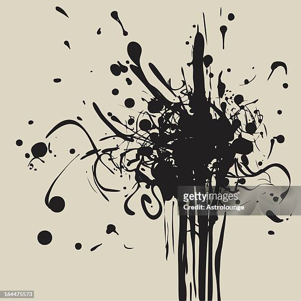 black ink - action painting stock illustrations