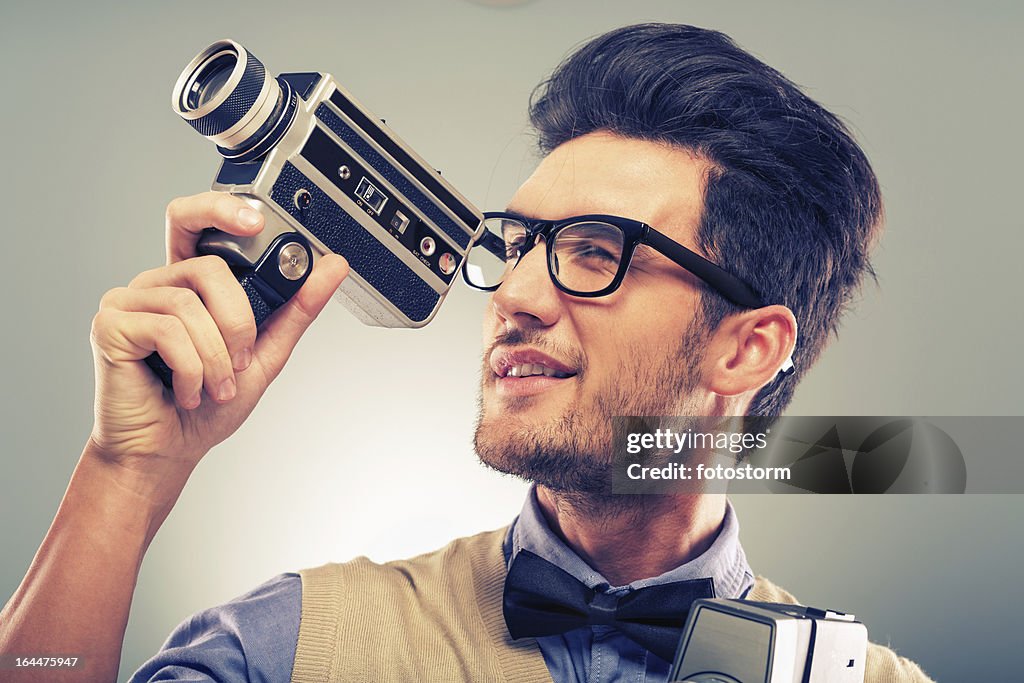 Retrô Caixa-de-Óculos com Câmera à moda antiga
