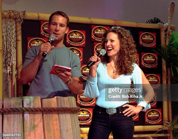 Jerri Manthey and Colby Donaldson from television show SURVIVORS made an appearance at Electronic Entertainment Expo, May 18, 2001 in Los Angeles,...