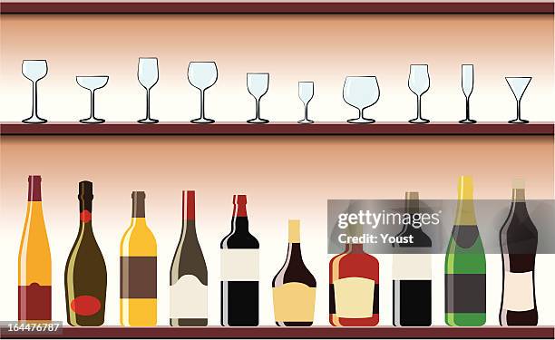 drinks set - single malt scotch whiskey stock illustrations