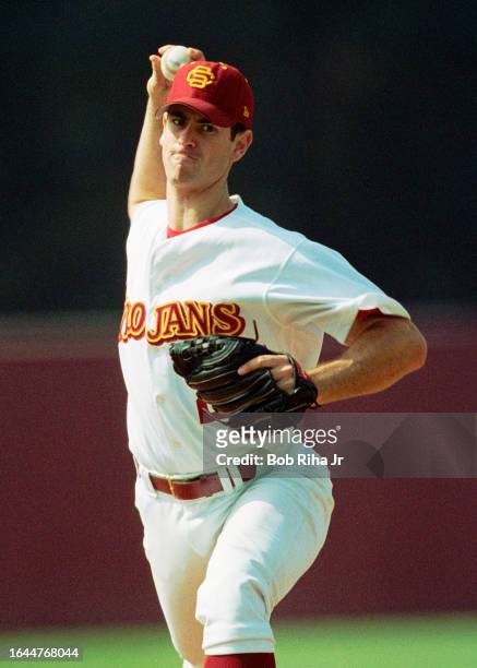 University of Southern California Pitcher Mark Prior was the second player drafted in the 2001 MLB baseball draft, during game action at USC Field,...