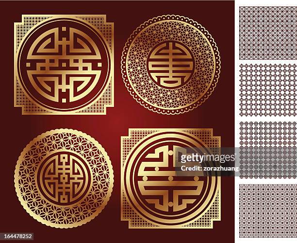 ilustrações, clipart, desenhos animados e ícones de elementos de arte asiática padrão e "longevidade" - chinese script