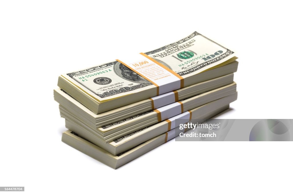 Dollars pack on white background