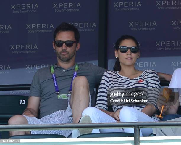 Jeffrey Donovan and his wife Michelle Woods are sighted at the Sony Tennis Open 2013 at Crandon Park Tennis Center on March 23, 2013 in Key Biscayne,...