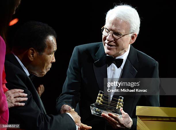 Muhammad Ali and Steve Martin with Moet & Chandon at Celebrity Fight Night XIX at JW Marriott Desert Ridge Resort & Spa on March 23, 2013 in Phoenix,...