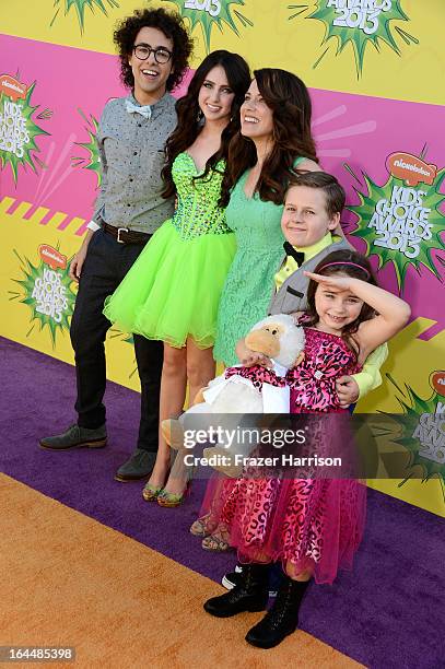 Actors Ramy Youssef, Ryan Newman, Alanna Ubach, Jackson Brundage and Bailey Michelle Brown arrive at Nickelodeon's 26th Annual Kids' Choice Awards at...