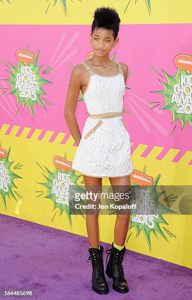Willow Smith arrives at Nickelodeon's 26th Annual Kids' Choice Awards at USC Galen Center on March 23, 2013 in Los Angeles, California.