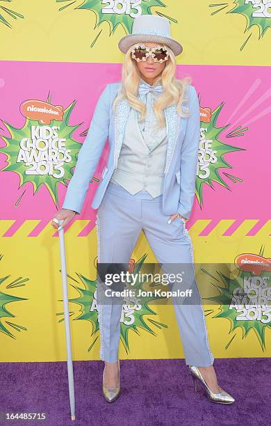 Singer Kesha arrives at Nickelodeon's 26th Annual Kids' Choice Awards at USC Galen Center on March 23, 2013 in Los Angeles, California.