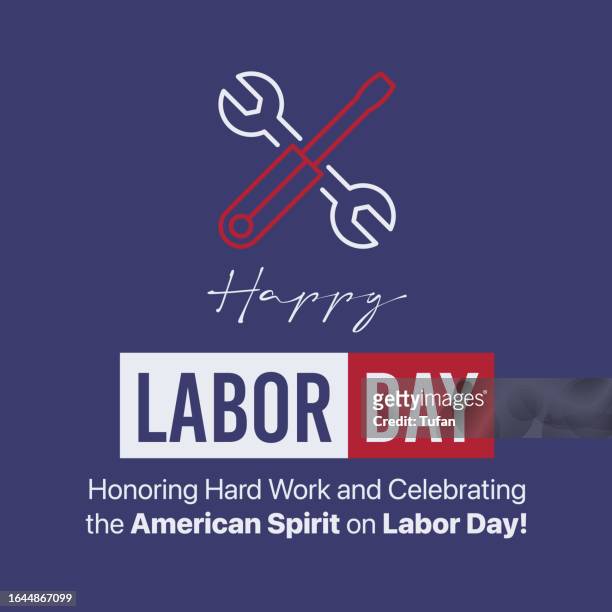 happy labor day square design with american flag colors - celebration, workers, patriotism - employment and labour stock illustrations