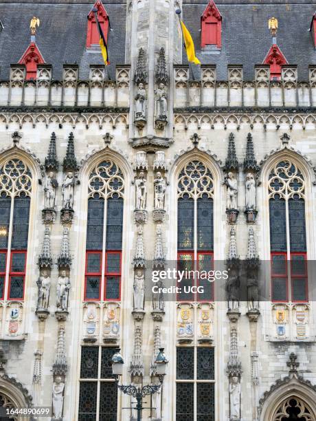 Facade of the City Hall in Burg Square, Bruges, Belgium.