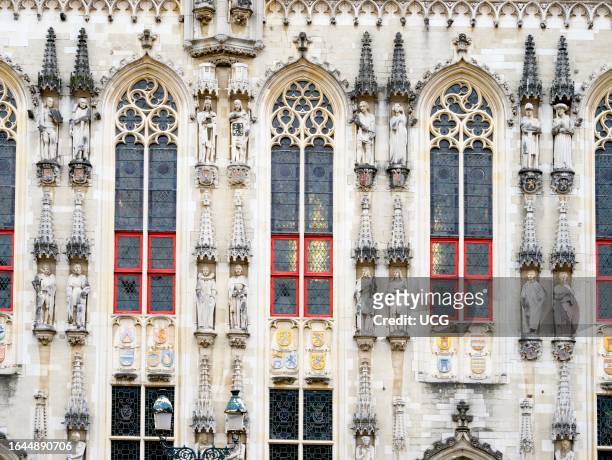 Facade of the City Hall in Burg Square, Bruges, Belgium.