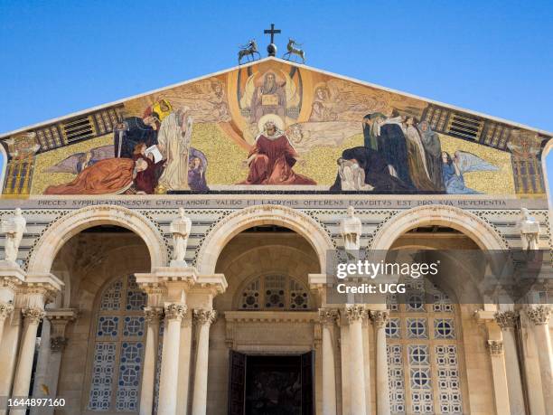 Magnificent exterior of the Church of all Nations in Gethsemane, Jerusalem Israel.