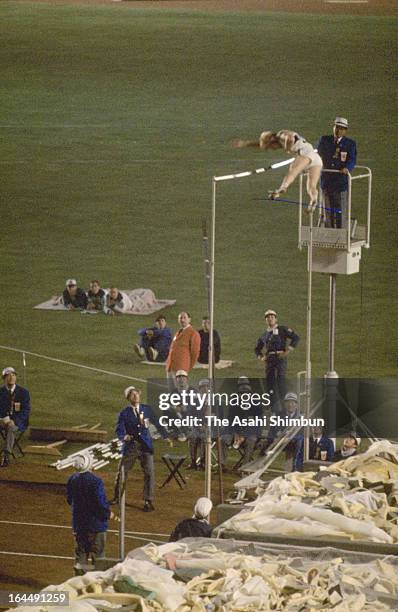 Wolfgang Reinhardt of Germany competes in the Men's Pole Vault Final during the Tokyo Olympic at the National Stadium on October 17, 1964 in Tokyo,...