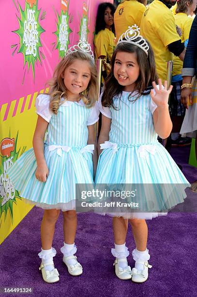 Rosie McClelland and Sophia Grace Brownlee arrive at Nickelodeon's 26th Annual Kids' Choice Awards at USC Galen Center on March 23, 2013 in Los...