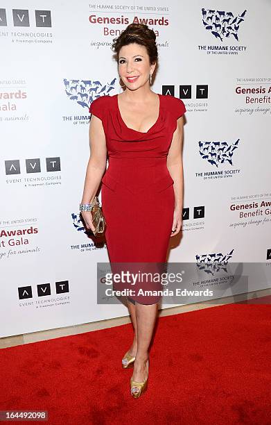 Television journalist Ana Garcia arrives at The Humane Society's 2013 Genesis Awards Benefit Gala at The Beverly Hilton Hotel on March 23, 2013 in...