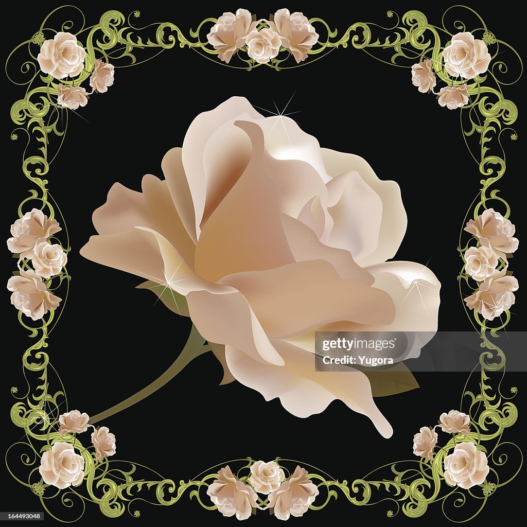 Greem Rose Print Green Rose Black Background