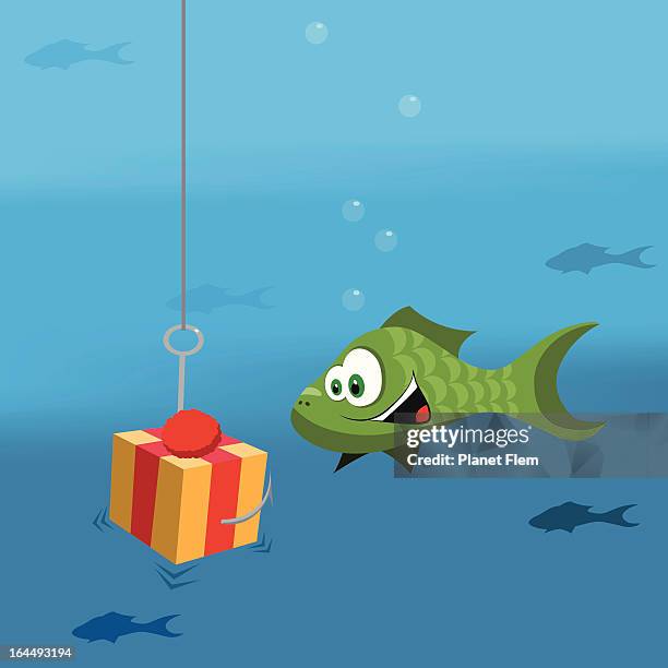 bildbanksillustrationer, clip art samt tecknat material och ikoner med phishing - happy birthday fish