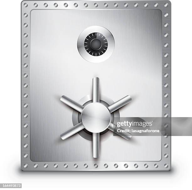 bildbanksillustrationer, clip art samt tecknat material och ikoner med a large stainless steel locked safe on a white background - inbrottslarm