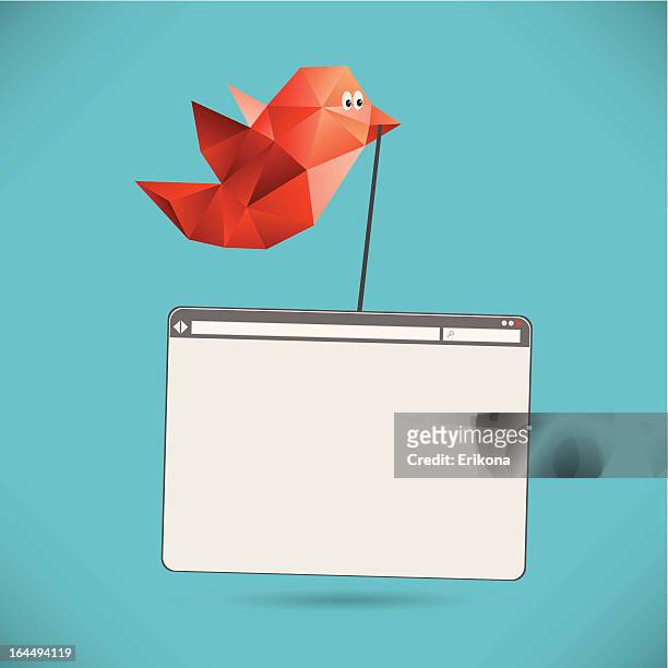 origami bird with web page - origami instructions stock illustrations