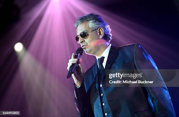 Singer Andrea Bocelli with Moet & Chandon at Celebrity Fight Night XIX at JW Marriott Desert Ridge Resort & Spa on March 23, 2013 in Phoenix, Arizona.