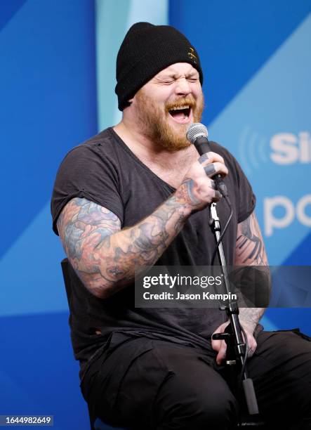 Danny Worsnop of the band Asking Alexandria visits SiriusXM Studios on August 28, 2023 in Nashville, Tennessee.