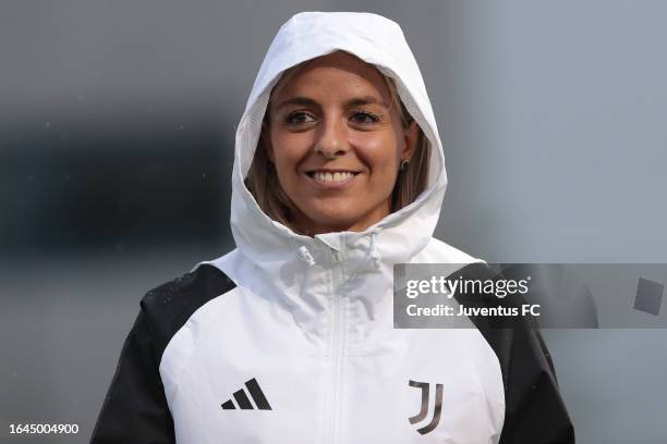 Martina Rosucci of Juventus smiles during the pre-season friendly match between Como Women and Juventus Women at Stadio Ferruccio on August 28, 2023...