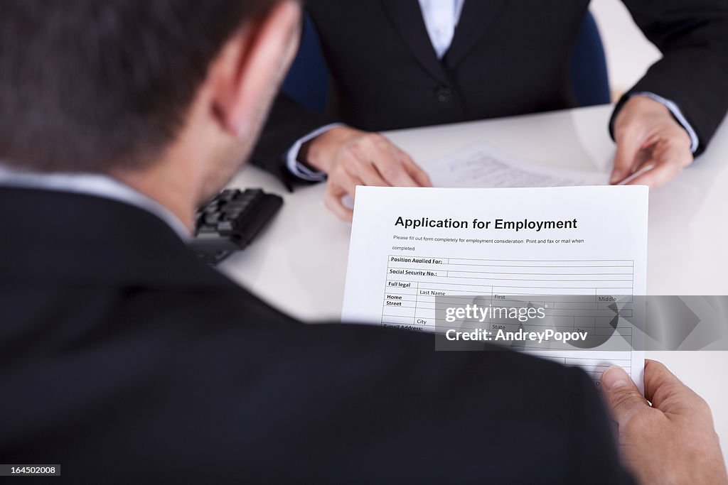 Employment interview and application form