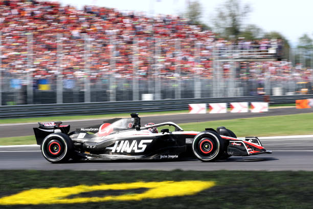 Kevin Magnussen of Haas F1 Team on track during the F1...AUTODROMO NAZIONALE, MONZA, ITALY - 2023/09/03: Kevin Magnussen of Haas F1 Team on track during the F1 Grand Prix of Italy .
