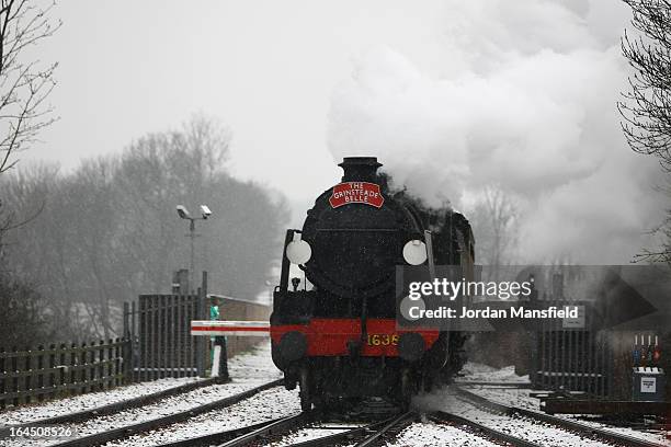 The Grinsteade Belle arrives at East Grinstead Station for the first time on March 23, 2013 in East Grinstead, England. The Bluebell Railway ran its...