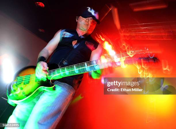 Sevendust bassist Vince Hornsby performs at the Railhead at the Boulder Station Hotel & Casino as the band tours in support of the new album "Black...