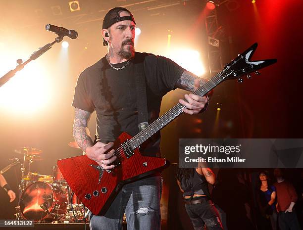 Sevendust guitarist John Connolly performs at the Railhead at the Boulder Station Hotel & Casino as the band tours in support of the new album "Black...