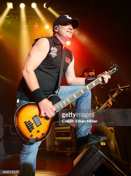 Sevendust bassist Vince Hornsby performs at the Railhead at the Boulder Station Hotel & Casino as the band tours in support of the new album "Black...