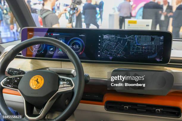 Demonstration of a Continental AG auto dashboard equipped with Google's generative artificial-intelligence technology during the media day for the...