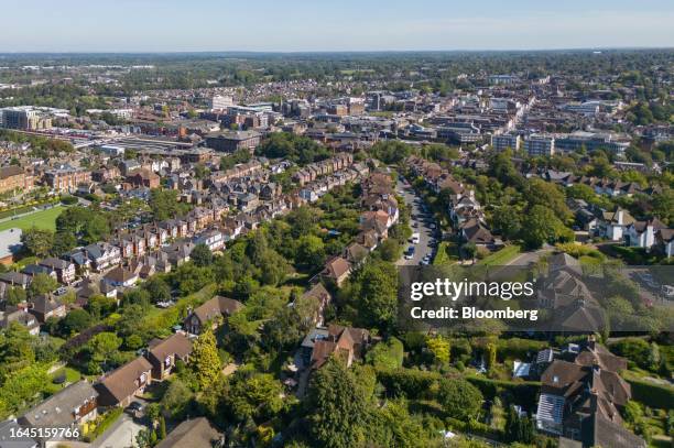 Residential properties in Guildford, UK, on Monday, Sept. 4, 2023. The downturn gripping the UK housing market steepened in August as...