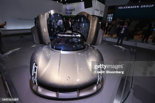 Porsche Mission X electric concept sports car during the media day for the Munich Motor Show in Munich, Germany, on Monday, Sept. 4, 2023. The...