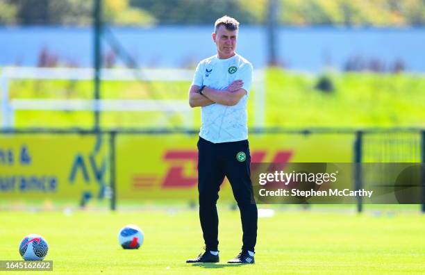 Dublin , Ireland - 4 September 2023; Manager Stephen Kenny during a Republic of Ireland training session at the FAI National Training Centre in...