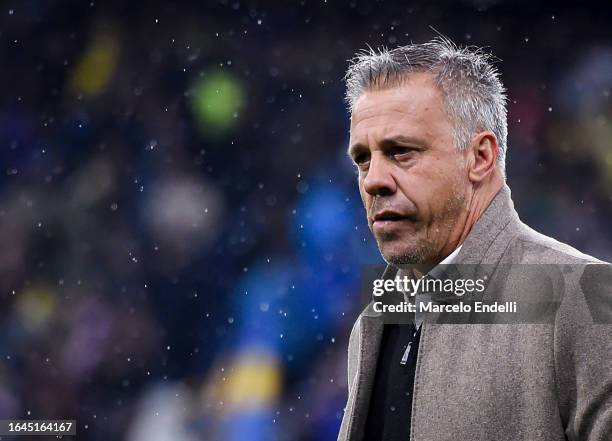 Lucas Pusineri coach of Tigre looks on prior a match between Boca Juniors and Tigre as part of Group B of Copa de la Liga Profesional 2023 at Estadio...