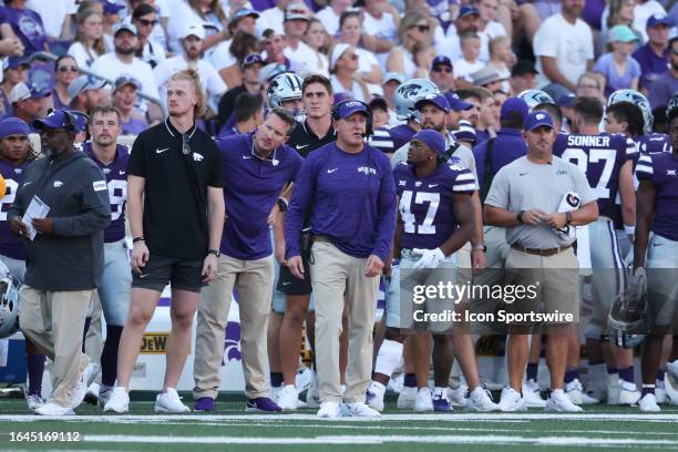 Kansas State Wildcats head coach Chris Klieman on the sidelines in the second quarter of a college football game between the Southeast Missouri...