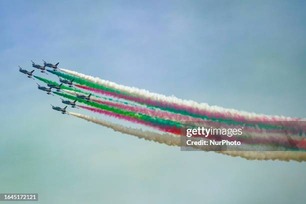 Frecce Tricolori air show during the Formula 1 Pirelli Gran Premio d'Italia 2023 on September 3st, 2023 in Monza, Italy.