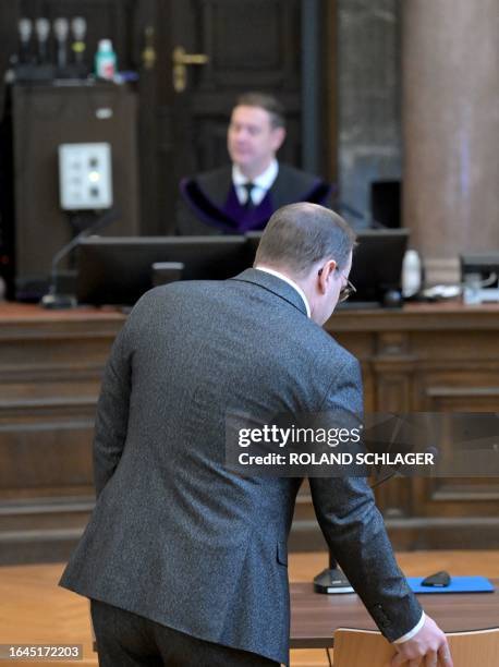 Austrian actor Florian Teichtmeister, accused for possessing and producing tens of thousands of files containing child pornography, arrives at the...