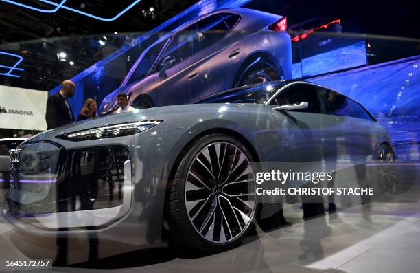 An Audi A6 e-tron avant concept car is on display at the International Motor Show in Munich, southern Germany, on September 5, 2023. Germany's IAA...