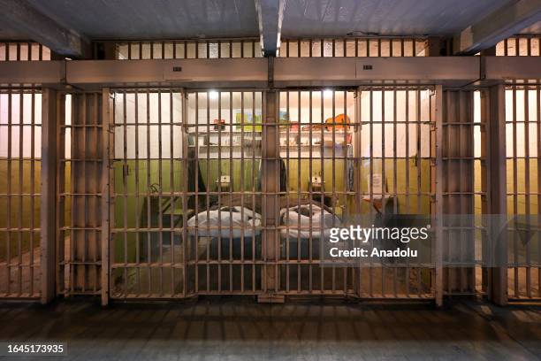 Cells of the inmates John and Clarence Anglin brothers who escaped from the maximum security federal prison of Alcatraz on June 11 is seen on August...