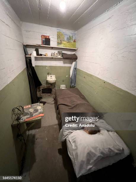 Cell of the inmate Clarence Anglin who escaped from the maximum security federal prison of Alcatraz on June 11 is seen on August 15, 2023 in San...