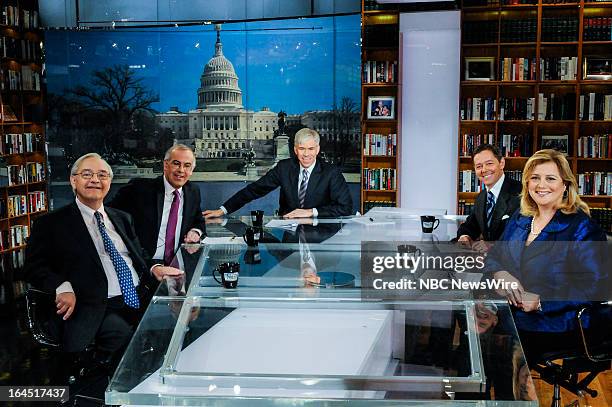Pictured: – E.J. Dionne, Columnist, Washington Post, David Brooks, Columnist, New York Times, moderator David Gregory, Ralph Reed, Founder and...