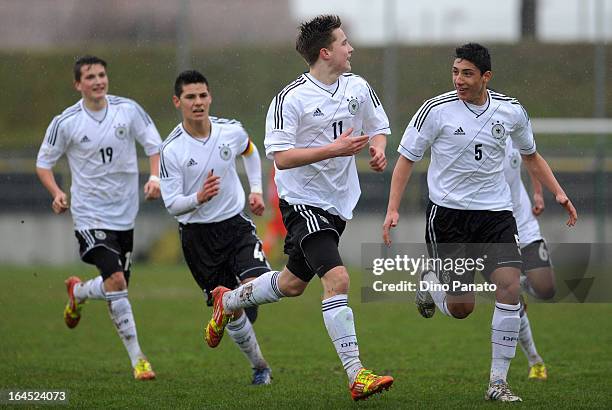 Johannes Eggestein Germany U15 celebrates after scoring his opening goal during the International U15 Tournament match between U15 Germany and U15...