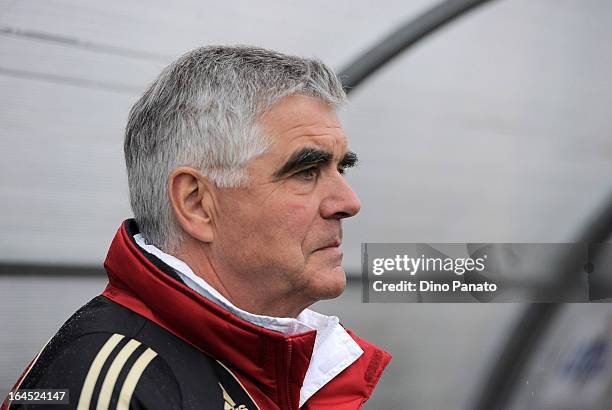 Germany U15 head coach Frank Engel looks on during the International U15 Tournament match between U15 Germany and U15 Italy at Stadio Tognon on March...