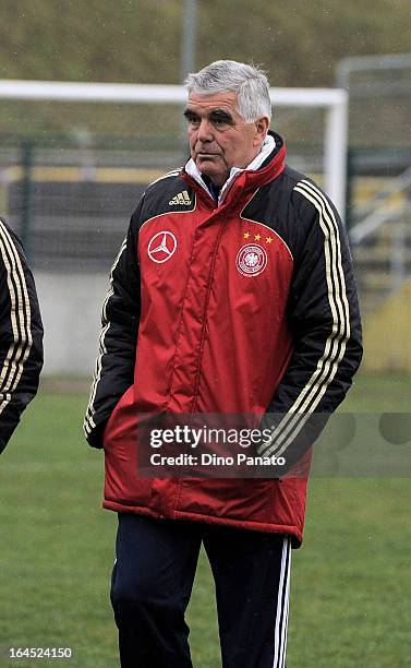 Germany U15 head coach Frank Engel looks on during the International U15 Tournament match between U15 Germany and U15 Italy at Stadio Tognon on March...